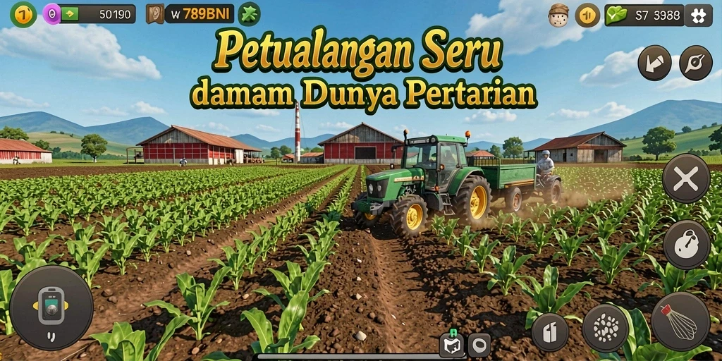 Tampilan gameplay 789BNI yang menampilkan aktivitas pertanian yang seru.