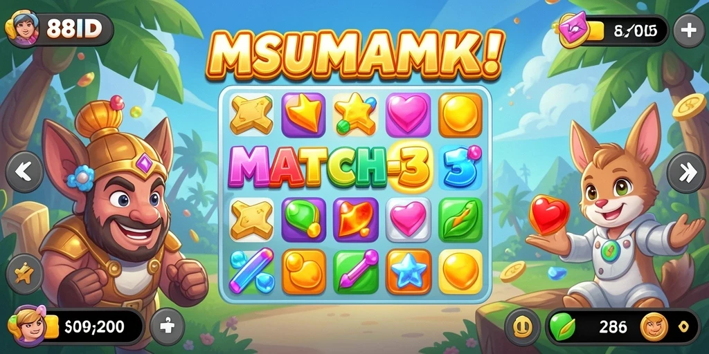 Screenshot gameplay 88ID dengan kombinasi warna-warna cerah.