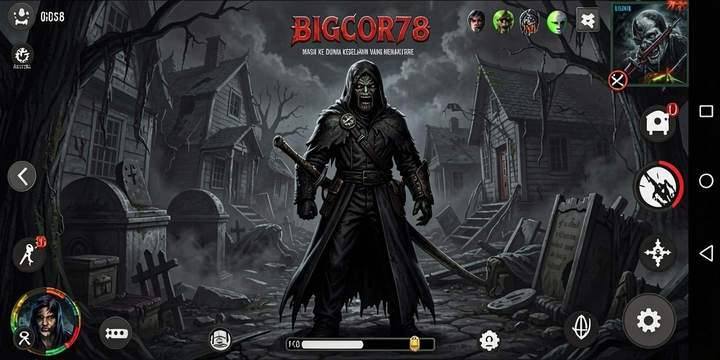 Tampilan gameplay BIGCOR78 yang menakutkan dan mencekam.