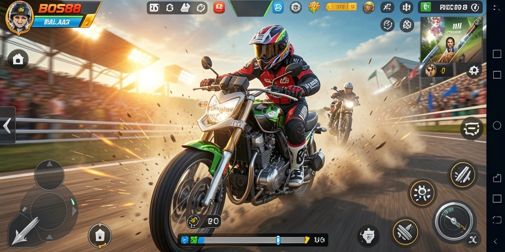 Gameplay seru dengan motor balap yang menakjubkan.