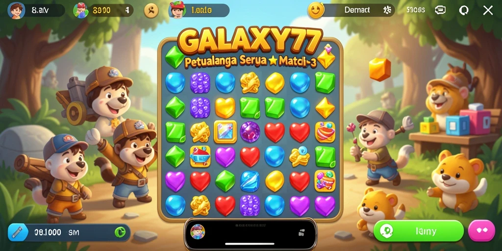 Tampilan menarik dari gameplay seru GALAXY77 dalam genre Match-3.