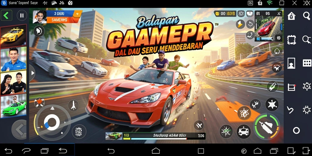 Screenshot utama GAMERP menampilkan aksi balapan penuh adrenalin.