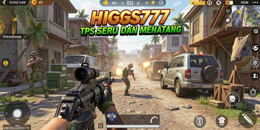 Screenshot HIGGS777 menampilkan aksi seru dalam gameplay TPS.