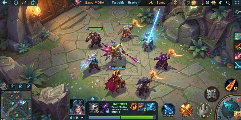 Tampilan gameplay seru dan unik dari LINETOGEL MOBA.