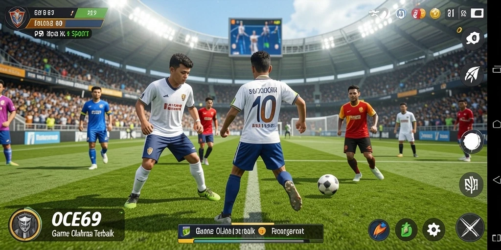 Screenshot utama OCE69 menampilkan aksi olahraga yang mendebarkan.