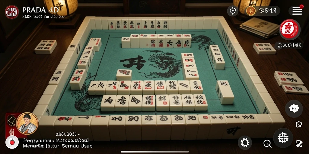 Screenshot PRADA4D menampilkan gameplay seru Mahjong dengan desain menarik.