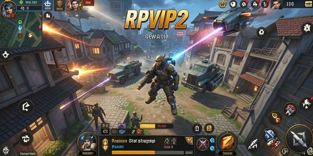 Screenshot permainan RPVIP2 menunjukkan aksi strategi yang intens.