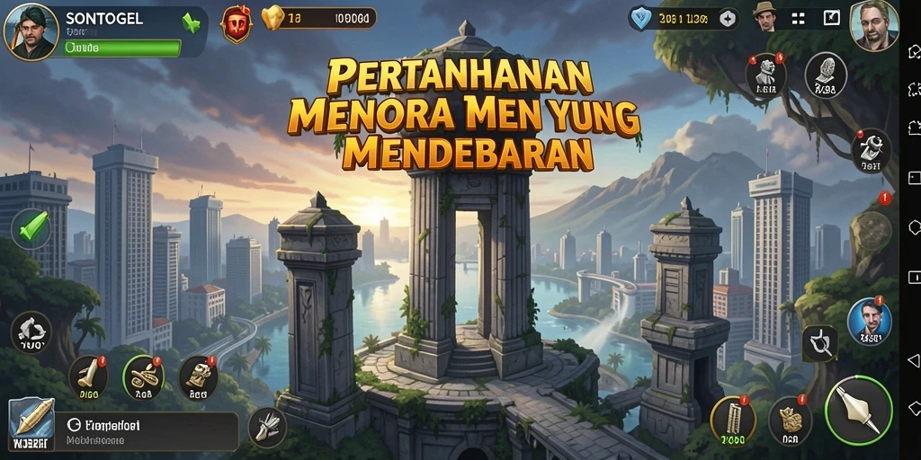 Screenshot gameplay SONTOGEL menampilkan momen strategis dalam Tower Defense.