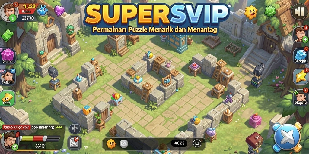Tampilan screenshot SUPERSVIP menampilkan tantangan puzzle yang seru.