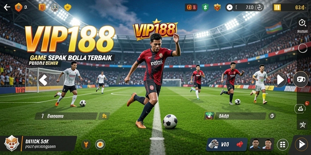 Screenshot gameplay VIP188 menampilkan pertandingan sepak bola yang mendebarkan.