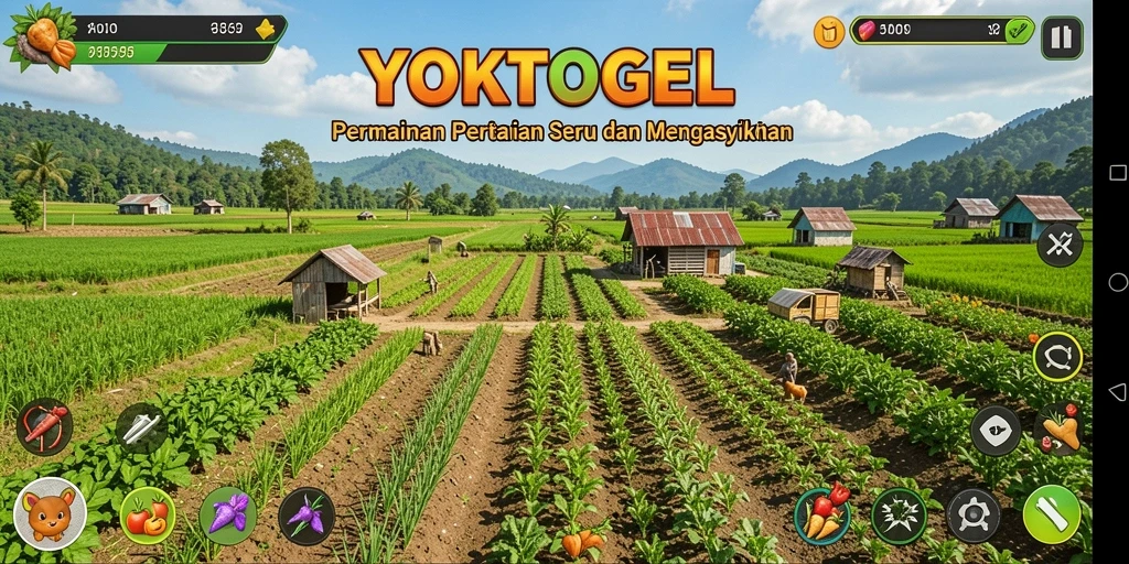 Screenshot gameplay YOKTOGEL menampilkan aktivitas pertanian yang menyenangkan.